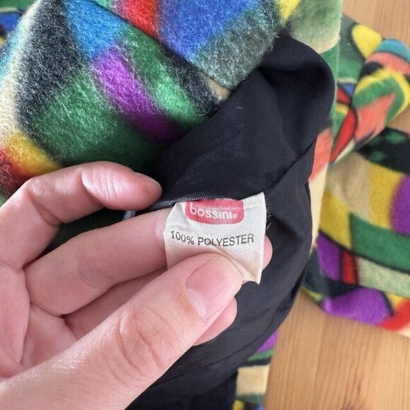 Bossini Women's Fleece Blazer Multicolor All Over Print Funky Artsy FITS SZ S/M - Picture 7 of 11